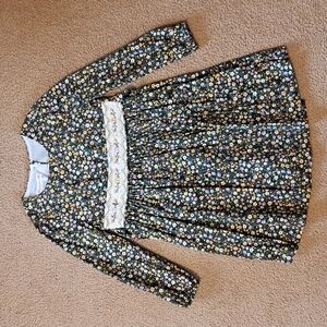 Bonnie Jean Girls Floral Twill Flocked Dress, Size 6X
